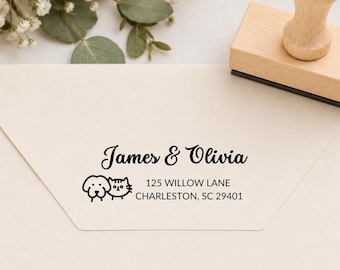 Personalized Wedding Address Stamp, Custom Return Address Stamp, Wedding Envelope Stamp, Monogram Rubber Stamp, Custom Save the Date Stamp