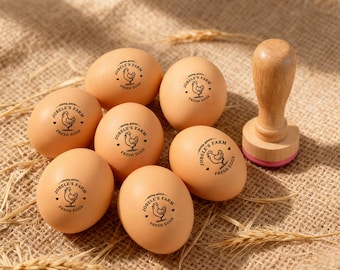 Custom Egg Stamp, Personalized Chicken Egg Stamp for Farm Fresh Eggs, Mini Coop Stamp for Homesteaders, Egg Carton Label Stamp with Date