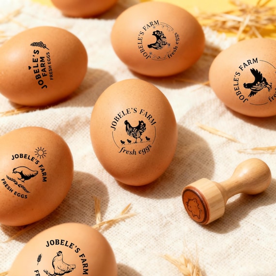Personalized Egg Stamp, Custom Chicken Egg Stamp for Farm Fresh Eggs, Mini Rubber Stamp, Cute Coop Gift for Homesteaders, Easter Egg Stamp