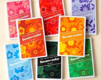 Seven Color Ink Pad for Paper Stamps, Rainbow Stamp Pad for Rubber Stamps, Multicolor Ink Pad for Crafts, Journaling and Office Use