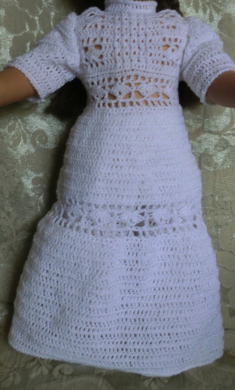 AG 192 All in White 1900's Dress Set Crochet Pattern for 18-inch soft body dolls image 4