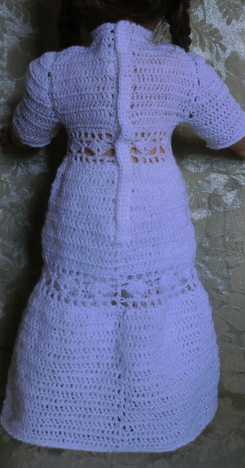 AG 192 All in White 1900's Dress Set Crochet Pattern for 18-inch soft body dolls image 5