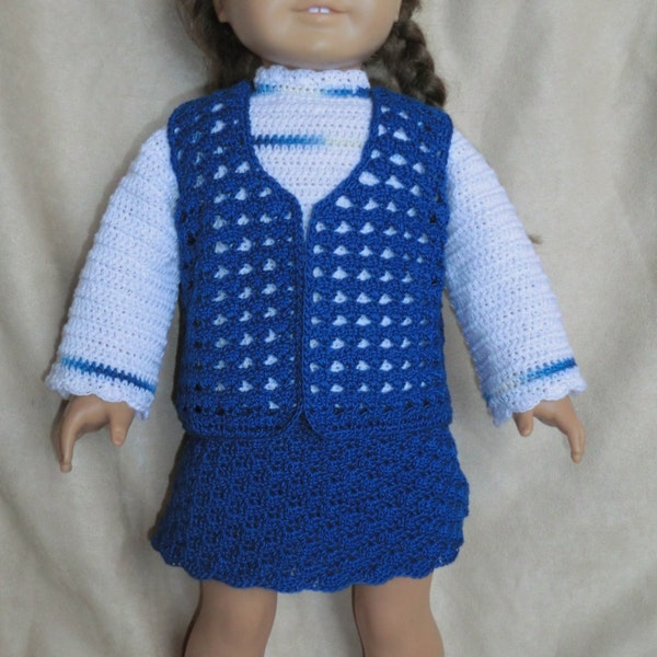 AG 214 Retro Skirt and Vest Set - Crochet Pattern  For 18-inch soft body dolls