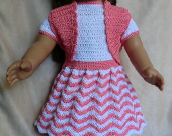 AG 218 Chevron Outfit Crochet Pattern  for  18-inch soft body dolls