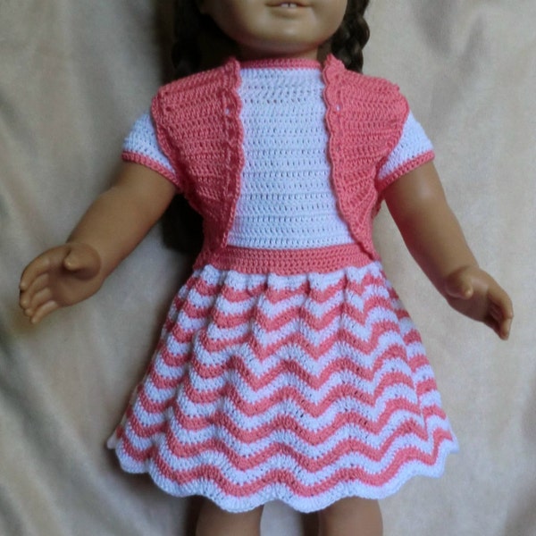 AG 218 Chevron Outfit Crochet Pattern  for  18-inch soft body dolls