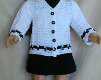 AG 248 Button Down Sweater  Crochet Pattern for 18-soft body dolls