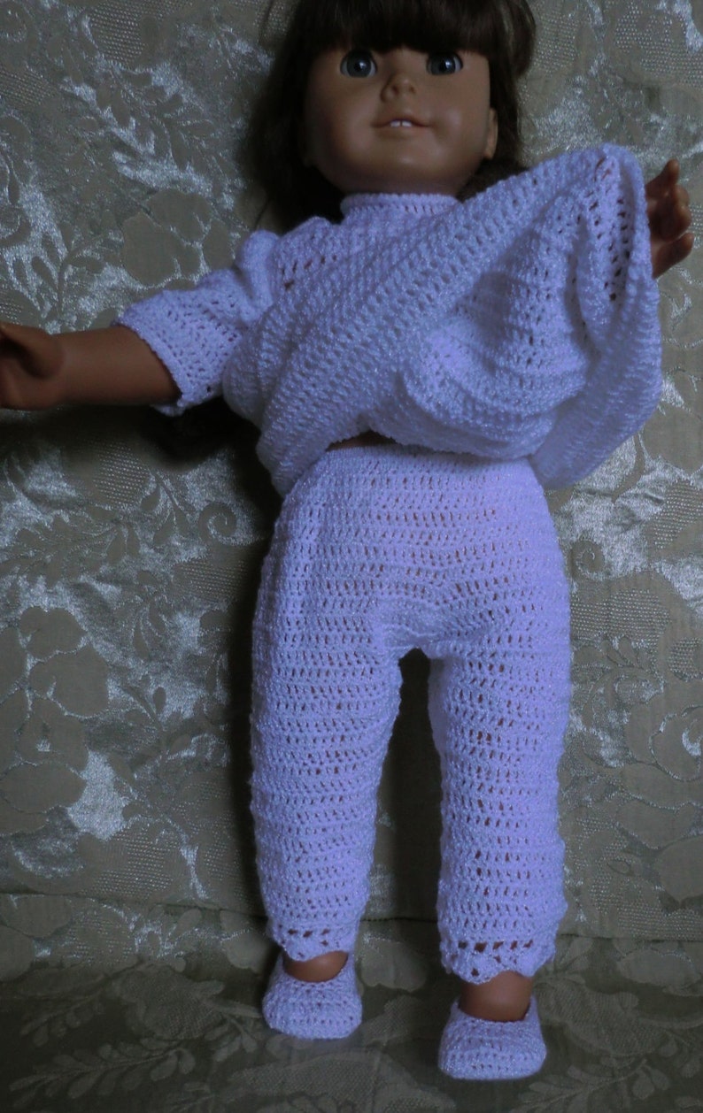 AG 192 All in White 1900's Dress Set Crochet Pattern for 18-inch soft body dolls image 3