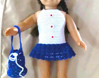 AG 152 Day at the Beach Set  - Crochet Pattern  for 18-inch soft body dolls