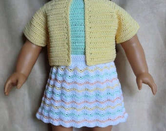 AG 243 Spring Pastels & Chevrons  Crochet Pattern for 18-inch soft body dolls