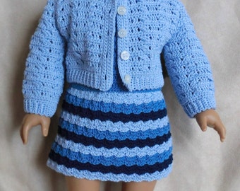 AG 225 Shades of Blue Outfit - Crochet Pattern for 18-inch cloth body dolls