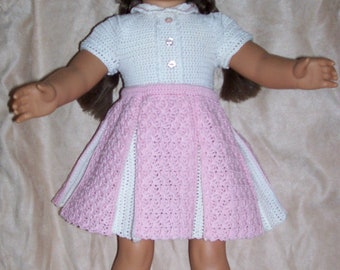 AG 108 Pink Pleated Skirt Set Crochet Pattern for 18-inch soft body dolls