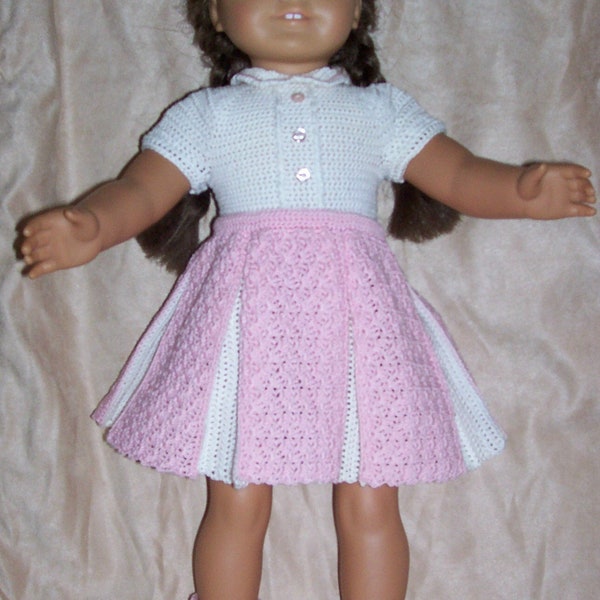 AG 108 Pink Pleated Skirt Set Crochet Pattern for 18-inch soft body dolls