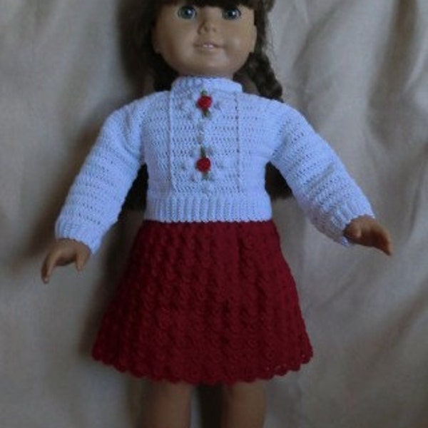 AG 180 Valentines Skirt Set Crochet Pattern For 18-inch soft body dolls