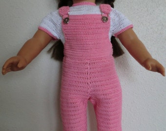 AG 239 Bib Overall's & Jacket Set  Crochet Pattern for 18-inch soft body dolls