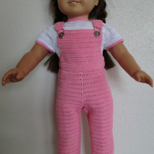 AG 239 Bib Overall's & Jacket Set  Crochet Pattern for 18-inch soft body dolls