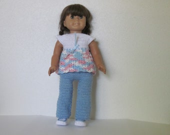 AG 287 Casual broekenset - haakpatroon voor poppen van stoffen lijfje van 18 inch.