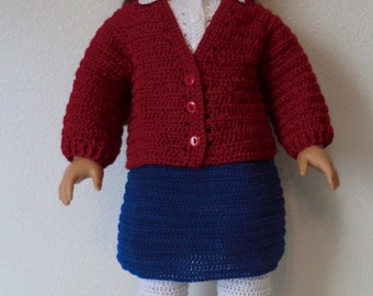 AG 260 & 261 Preppy School Outfit -  Crochet Pattern for most 18-inch soft body dolls