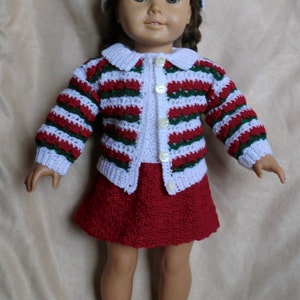 AG 224 Holiday Outfit Crochet Pattern for most 18-inch cloth body dolls
