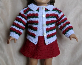 AG 224 Holiday Outfit Crochet Pattern for most 18-inch cloth body dolls