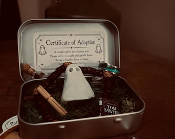 Little Haunted Box – Adopt a Ghost Trinket Tin | Mini Spirit Companion | Curiosity Box | One of a Kind Haunted Keepsake | Halloween | Autumn