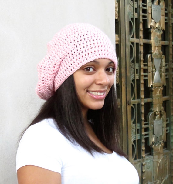 Women\'s Crochet Knitted Style Beanie Slouchy Hat Pink Alpine Slouchy Beanie - Crochet With Kim main image 4