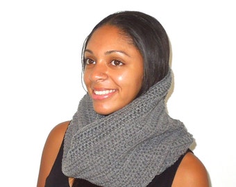 Crochet Scarf, Infinity Scarf, Circle Scarf, Women, Adult, Teen, Grey,Neck warmer, Gray,