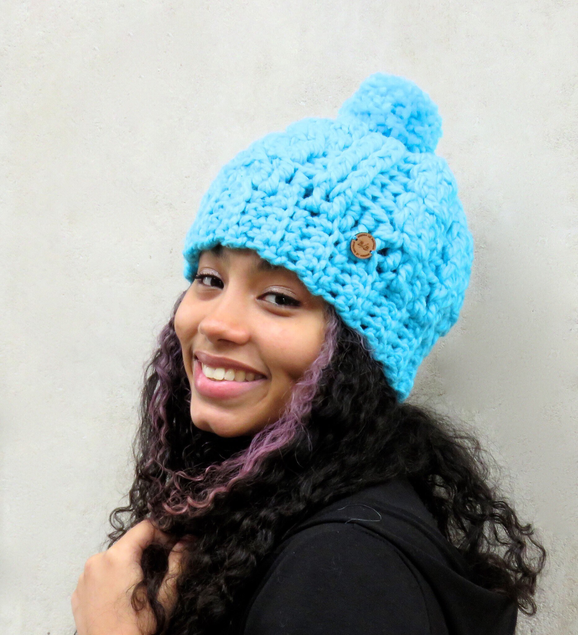 Glenna’s Beanie Handcrafted Crochet Adult Winter Turquoise Hat Brown & Turquoise Handmade Crochet Fisherman Winter Hat - Etsy main image 2