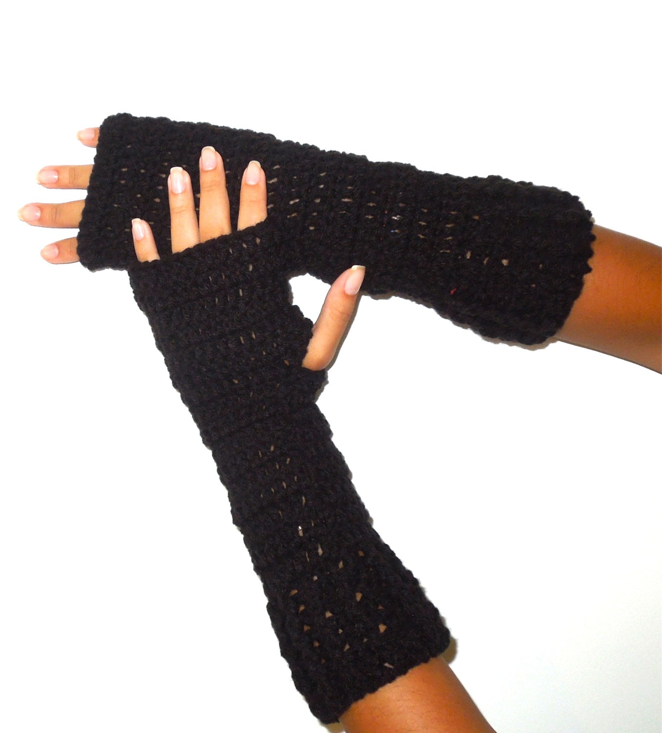 ROMWE Goth Guantes Sin Dedos Con Estampado De Rayas