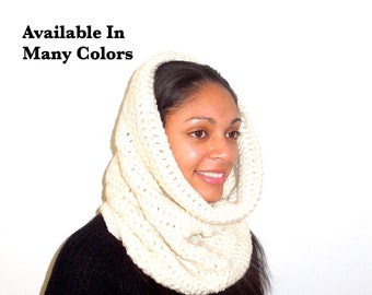 Crochet Neckwarmer,Cowl, Hooded Scarf, Women, Men, Oversized Scarf, infinity Scarf,