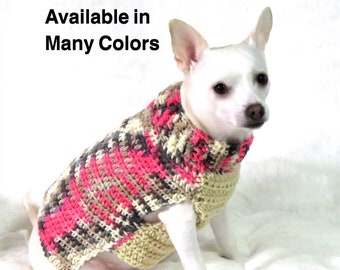 Dog Sweater, Crochet Dog Sweater, Multicolor Dog Sweater, Chihuahua Sweater