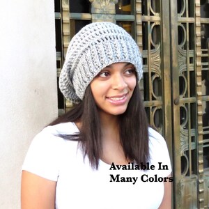 Women\'s Crochet Knitted Style Beanie Slouchy Hat Silver Misty Hollow Slouch Hat | Free Crochet Pattern - Kirsten  main image 2