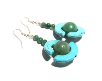 Green Jade, Turquoise Earrings, Women, Teen, Green, Ready To Ship,,