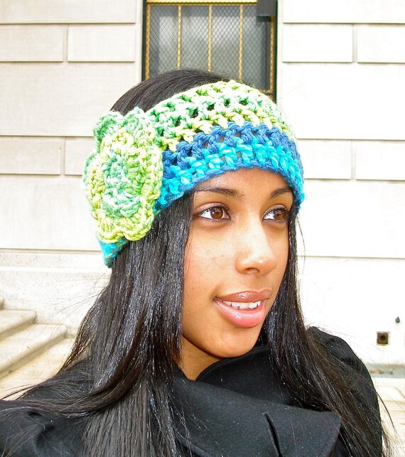 Headband, Flower Headband, Ear Warmer, Crochet, Multicolor  display picture 1