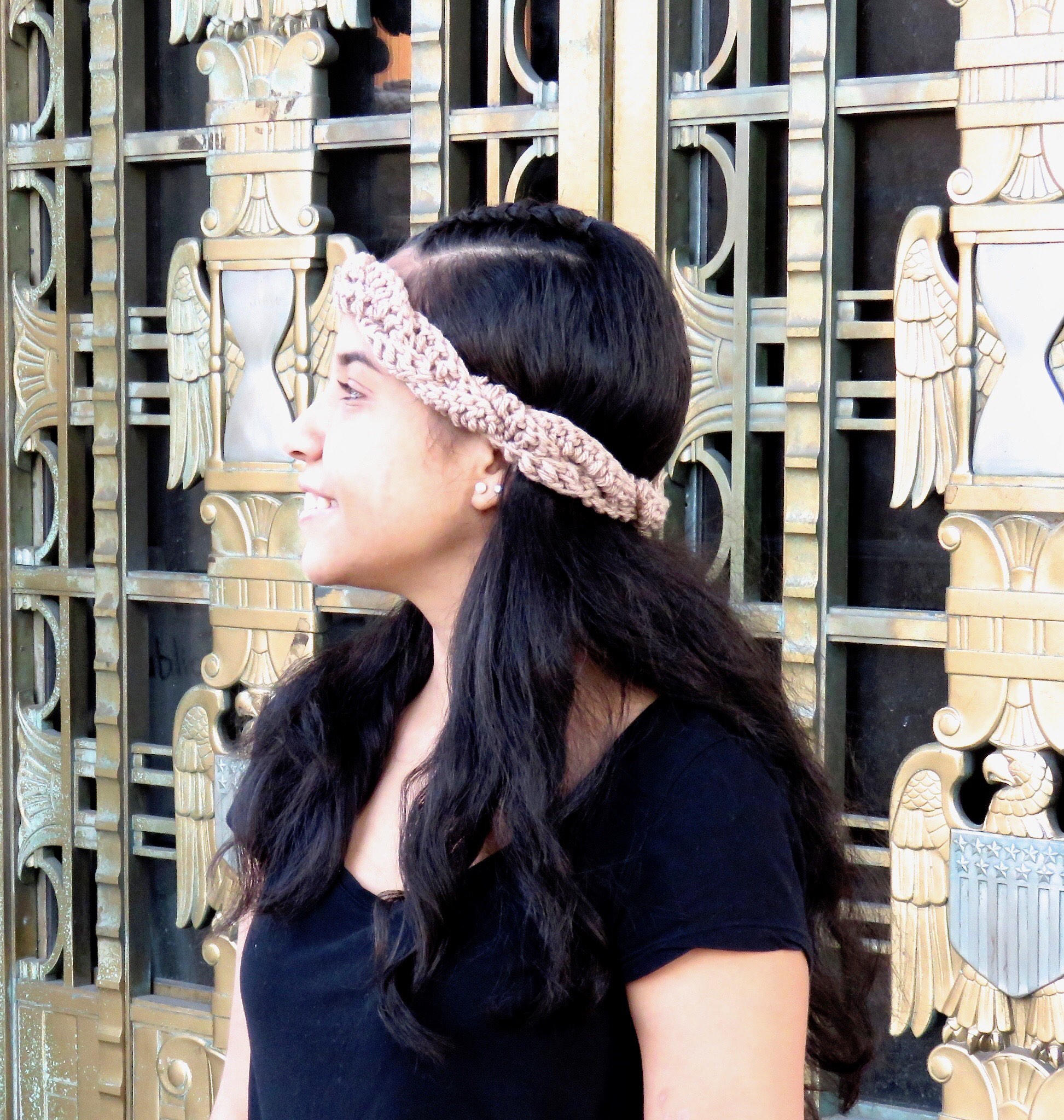 Handmade • Crochet • Set of 2 Braided Headbands • Gray • Brown • Spring … Crochet Braiding Hair - Etsy main image 3