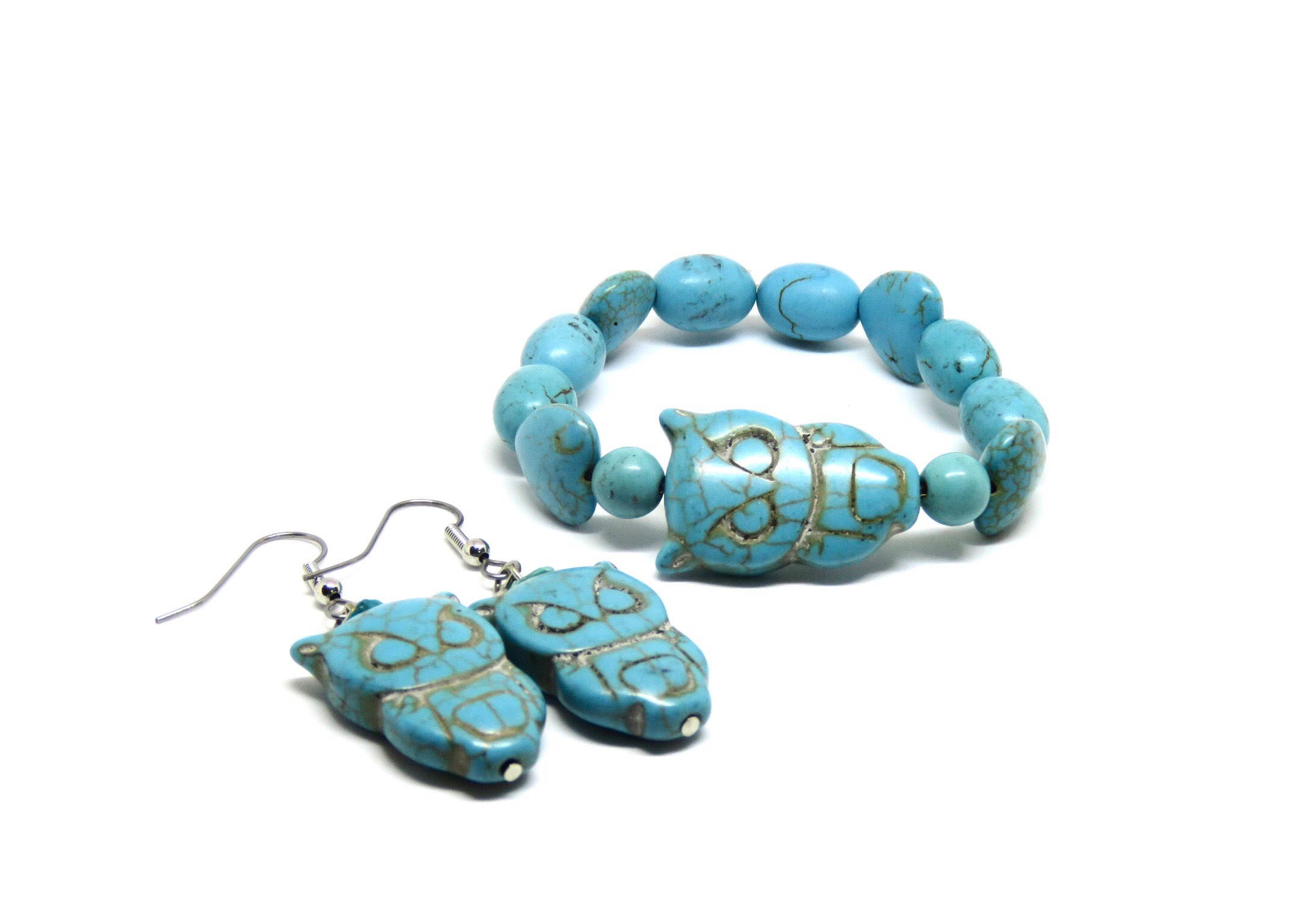Turquoise Bracelet, Owl Bracelet, Adjustable Bracelet, Stones Bracelet, BLB 18,