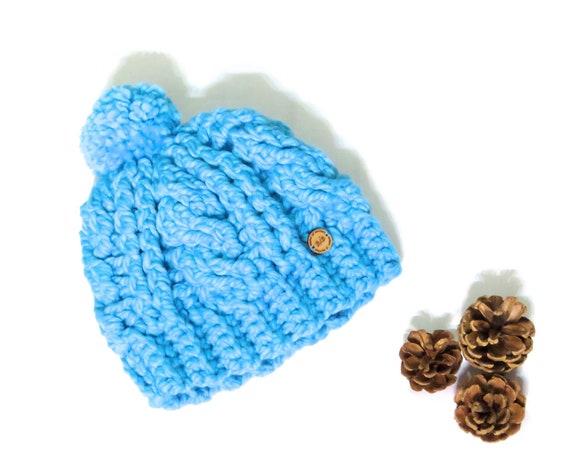 Crochet Hat, Crochet Beanie Hat, Turquoise Hat, Chunky  display picture 2