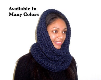 Neckwarmer, Cowl, Hooded Scarf, Crochet, Oversized, Infinity Scarf, Women, Men,,