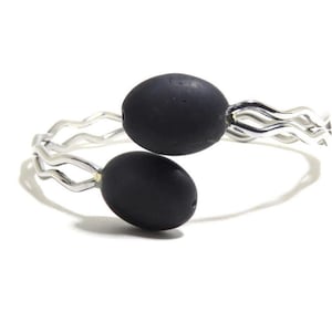 Stainless Steel Bracelet, Black Stone, Adjustable Bracelet, Stones Bracelet, BLB 33,