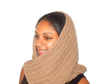 Crochet Scarf, Infinity Scarf, Circle Scarf, Women, Adult,Chunky, Neck warmer, Taupe,