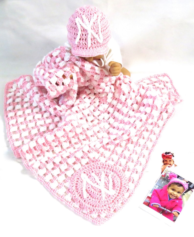 Crochet Baby Blanket for Girl Yankees Blanket Baseball Team Etsy