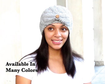 Crochet Spiral Hat, Crochet Cap, Crochet Hat, Color is Silver Heather,