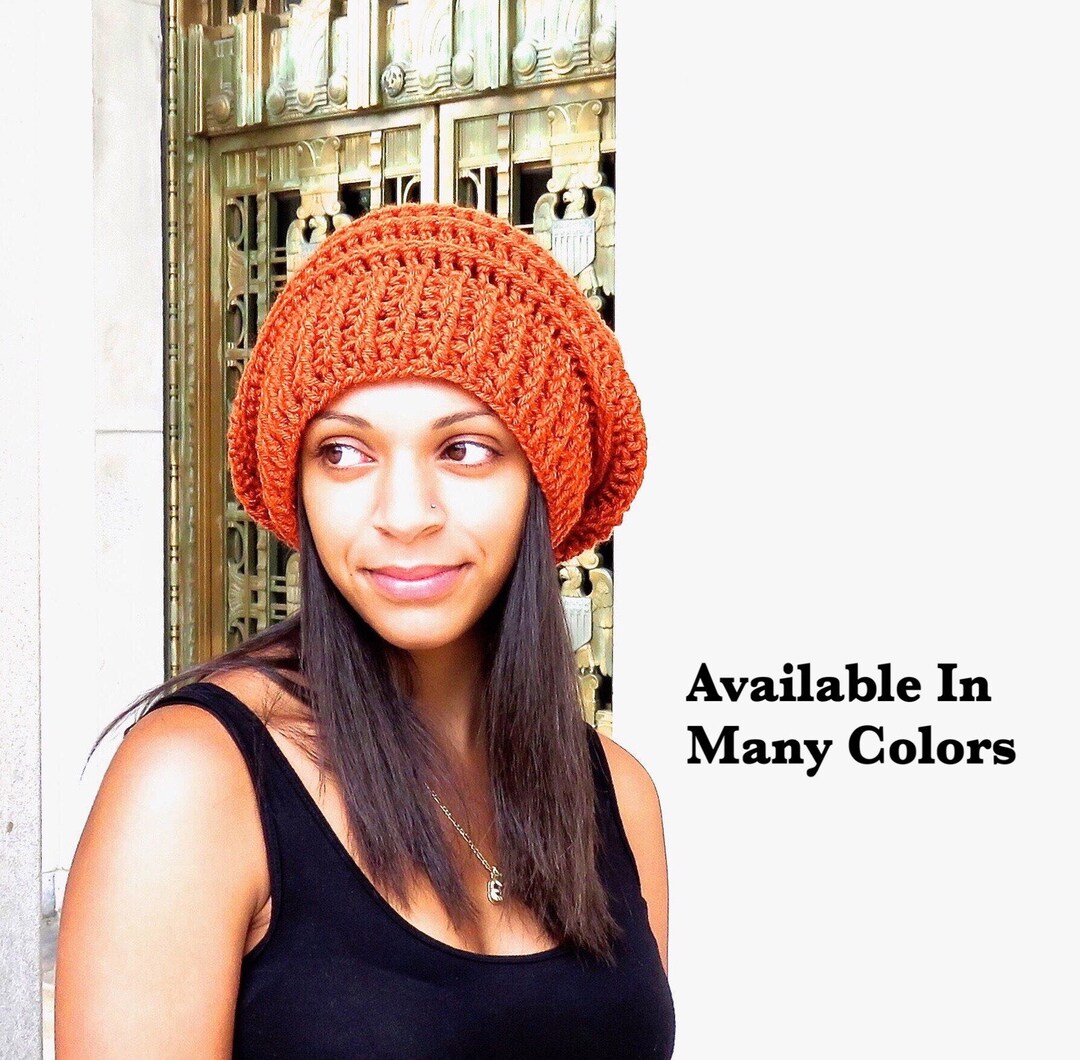 Crochet Slouchy Hat Tam Hat Ribbed Hat Beehive Hat Crochet Etsy