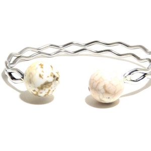White Turquoise Bracelet, Howlite Stone, Adjustable Bracelet, Stones Bracelet, BLB 31,