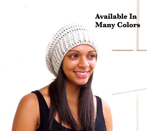 Crochet Slouchy Hat Tam Ribbed Beehive 