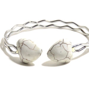 White Turquoise Bracelet, Howlite Stone, Adjustable Bracelet, Stones Bracelet, BLB 20,