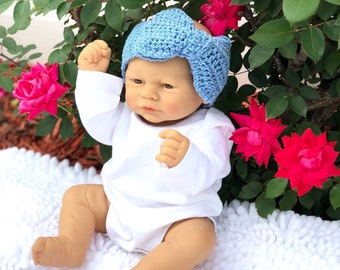 Crochet Baby Bow Headband, Baby Bow Headband, Blue Baby Headband