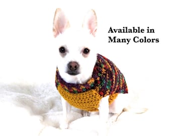 Dog Sweater, Crochet Dog Sweater, Multicolor Dog Sweater, Chihuahua Sweater