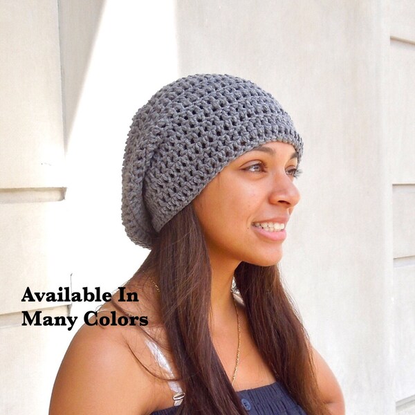 Slouchy Hat, Crochet, Dark True Gray, Women,Teen, Men, Unisex, Ready To ship