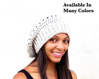 Crochet Slouchy Hat, Tam, Hippie, Women, Men, Teen, Tam, Color Linen,