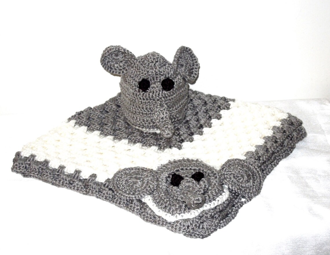 Crochet Baby Blanket and Hat Set Newborn Elephant Gray Etsy